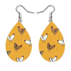 Chicken Theme Teardrop Earrings
